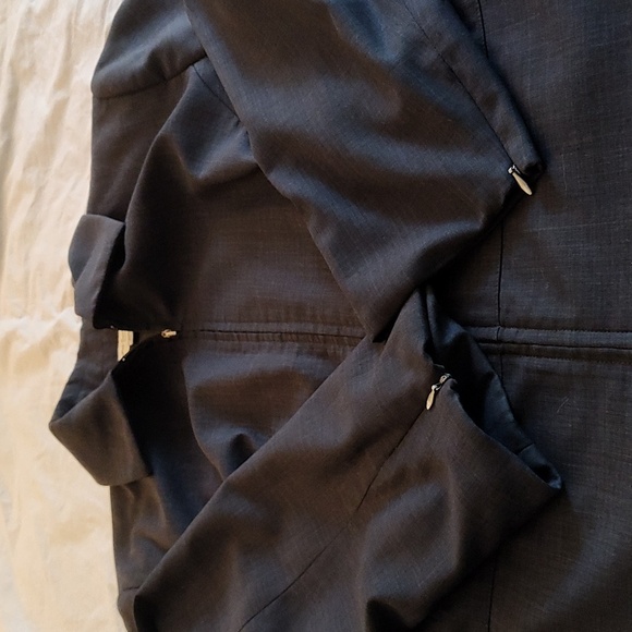 Amanda Smith Blazer Jacket Gray Size 22 W Zip Front Long Sleeve  Classic Office - Picture 8 of 12